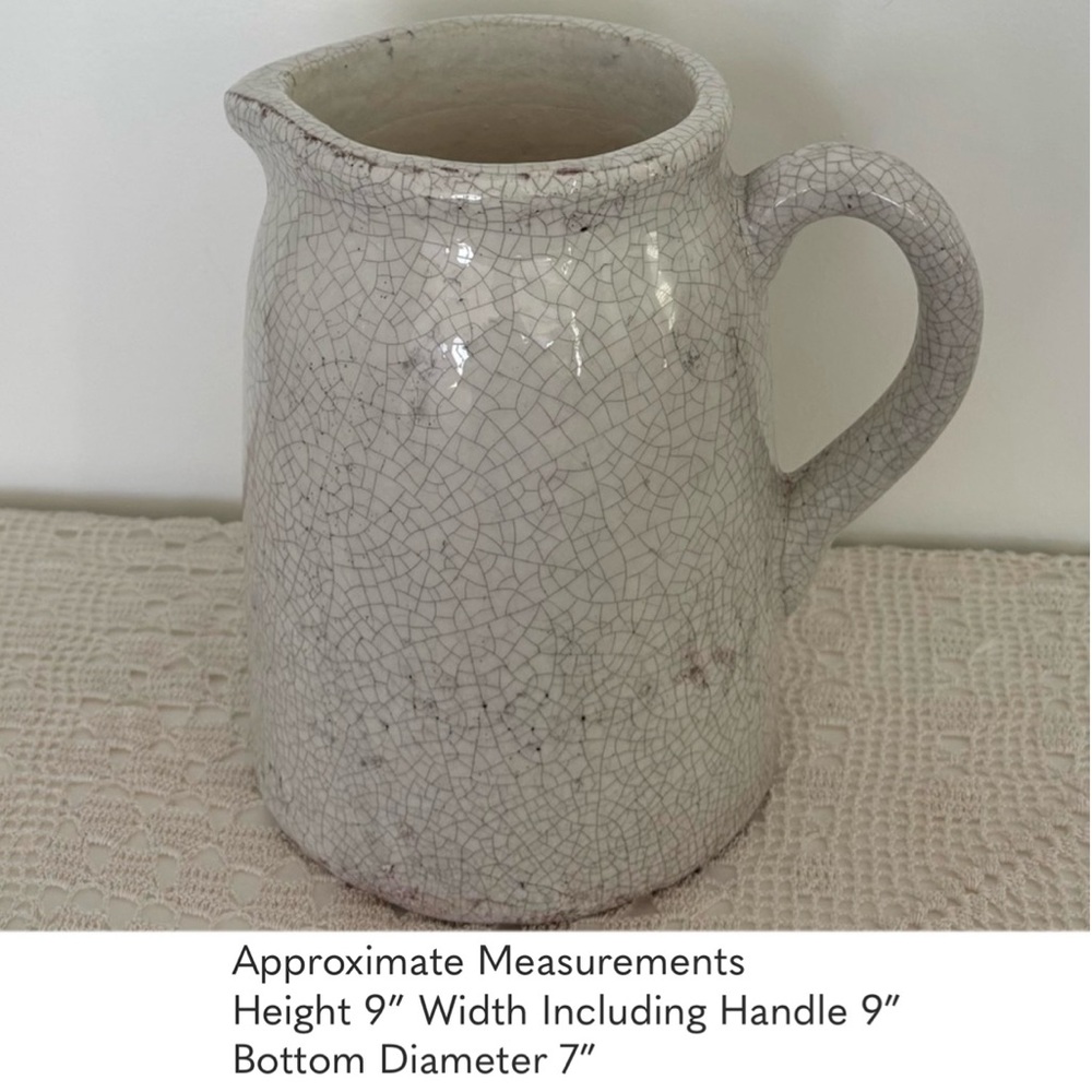 Vintage Pottery Handmade Pitcher Antique Milk Jug Crackle Glaze Retro Farmhouse - Picture 15 of 16